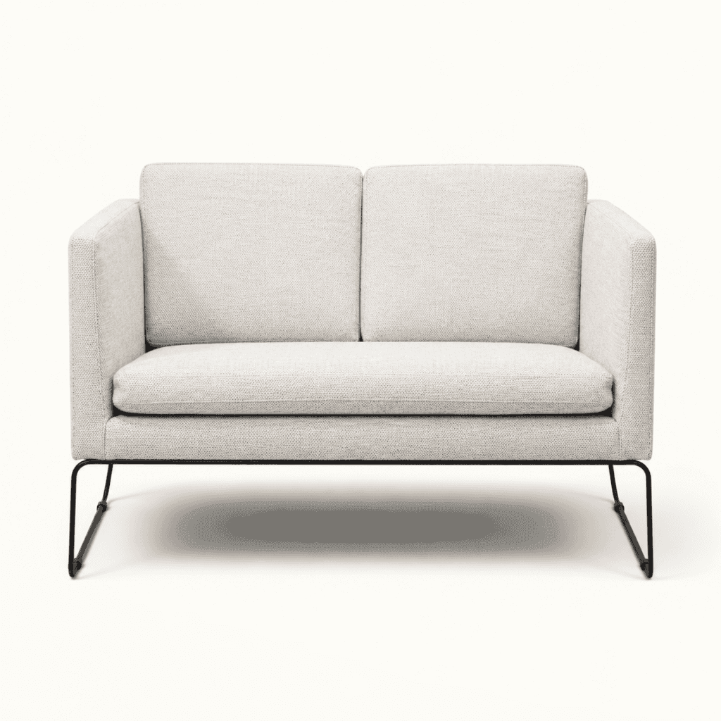 Light grey exhibition sofa for event hire