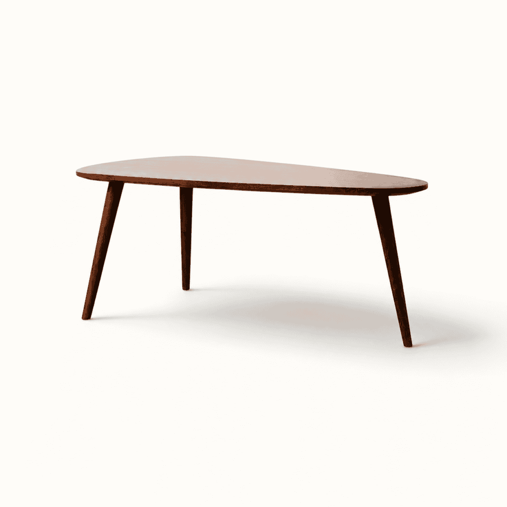 Mango wood coffee table with three legs for hire in London